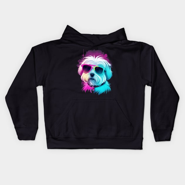 Cool Maltese Dog with Sunglasses Kids Hoodie by Relax and Carry On